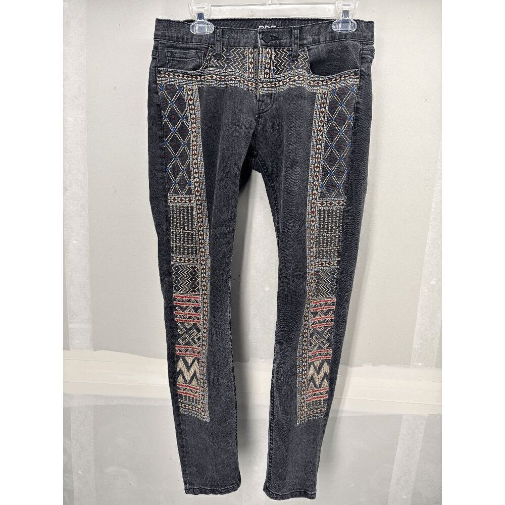 BDG Women's Charcoal Gray Full Leg Embroidered Jeans 32x28 Urban Outfitters‎ EUC